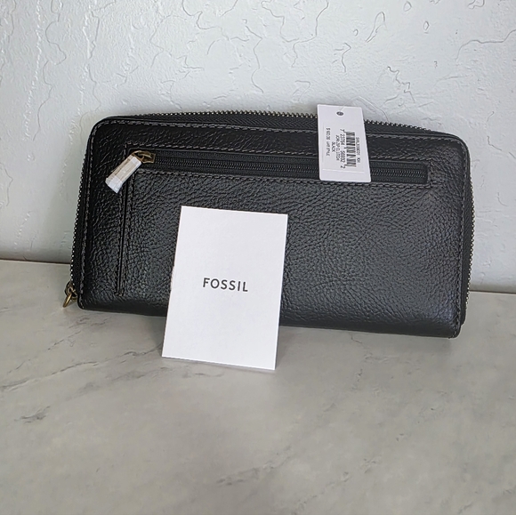 NEW Fossil Black Jori RFID Zip Clutch Wallet - Picture 7 of 8